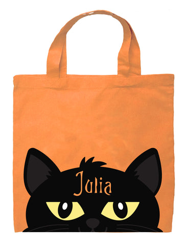 Cat Trick or Treat Bag - Personalized Cat Girl Halloween Bag