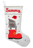 Chartreux Cat Christmas Stocking - Personalized and Hand Made Chartreux Stocking - Green, Red or White