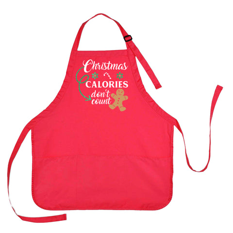 Christmas Calories Don't Count Apron, Christmas Baking Apron, Christmas Cooking Apron, Gingerbread Christmas Apron