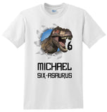 T-Rex Dinosaur Birthday Shirt, Personalized with Name and Age