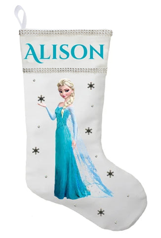Elsa Christmas Stocking - Personalized and Hand Made Elsa Christmas Stocking, Frozen Christmas Stocking