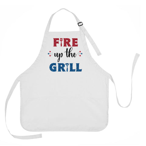 Fire Up The Grill Apron, 4th of July Apron, Summer Grilling Apron