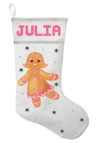 Gingerbread Girl Christmas Stocking - Personalized and Hand Made Gingerbread Girl Christmas Stocking