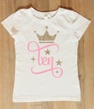 Princess Birthday Shirt, Numbered Birthday Shirt for Girls, Personalized Princess Shirt Ages One to Ten