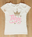 Princess Birthday Shirt, Numbered Birthday Shirt for Girls, Personalized Princess Shirt Ages One to Ten