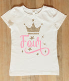 Princess Birthday Shirt, Numbered Birthday Shirt for Girls, Personalized Princess Shirt Ages One to Ten