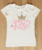 Princess Birthday Shirt, Numbered Birthday Shirt for Girls, Personalized Princess Shirt Ages One to Ten