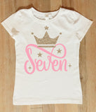 Princess Birthday Shirt, Numbered Birthday Shirt for Girls, Personalized Princess Shirt Ages One to Ten