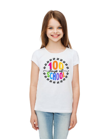 100 Days of School Shirt for Girls, 100 Days of School with Chalk Lines, Girls 100 Days of School Shirt