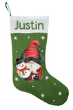 Gnome with Snowman Stocking, Gnome Snowman Stocking, Gnome Christmas Stocking, Gnome Stocking with Snowman, Gnome Stocking