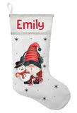 Gnome with Snowman Stocking, Gnome Snowman Stocking, Gnome Christmas Stocking, Gnome Stocking with Snowman, Gnome Stocking