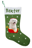 Bichon Frise Christmas Stocking - Personalized and Hand Made Bichon Frise Stocking - Green, Red or White