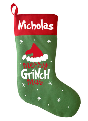 Merry Grinch Mas Christmas Stocking, Grinch Christmas Stocking, The Grinch Christmas Stocking, Grinch Stocking
