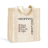 Reusable Shopping Bag, Reusable Food Shopping Bag, Reusable Grocery Bag, Food Checklist Shopping Bag