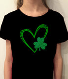 Heart Shamrock T-Shirt, Heart St. Patricks Day Shirt, Shamrock St Patricks Shirt, St. Patrick's Day Shirt for Girls, Heart with Shamrock Shirt