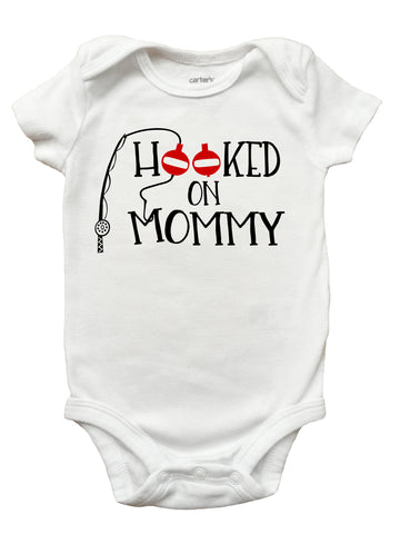 Hooked On Mommy Shirt, Mothers Day Shirt for Boys, Mothers Day Fishing Shirt