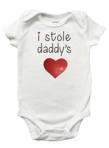 Fathers Day I Stole Daddy's Heart Shirt, I Stole Daddys Heart Onesie, Fathers Day Girls Shirt