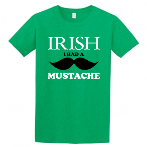 Irish I Had a Mustache Children's T-Shirt, St. Patricks Day Irish Shirt for Kids