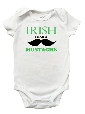 Irish I Had a Mustache Children's T-Shirt, St. Patricks Day Irish Shirt for Kids