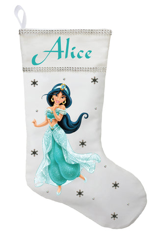 Princess Jasmine Christmas Stocking, Princess Jasmine Stocking, Personalized and Hand Made Princess Jasmine Christmas Stocking