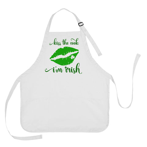 Kiss the Cook I'm Irish Apron, St Patricks Day Apron, St Patricks Day Apron for Mom, Irish Apron, St Patricks Day Gift, Kiss the Cook I'm Irish