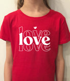 Love T-Shirt, Love T-Shirt for Girls, Valentines Day Shirt for Girls, Girls Love Valentines Day Shirt, Mirrored Love Shirt, Valentines Day Shirt for Girls