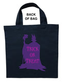 Maleficent Trick or Treat Bag - Personalized with Pink and Purple Colors on a Black Bag