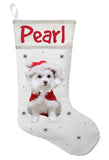 Maltese Christmas Stocking, Personalized Maltese Stocking, Custom Maltese Stocking
