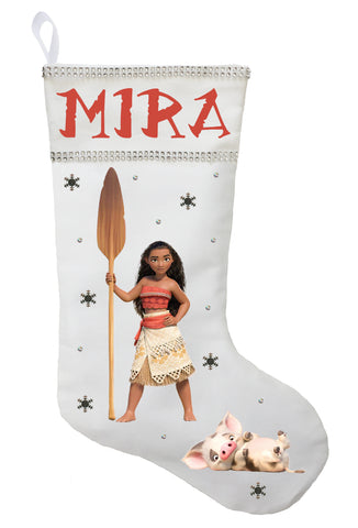 Moana Christmas Stocking, Moana Stocking, Personalized and Hand Princess Moana Christmas Stocking