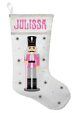 Nutcracker Christmas Stocking - Personalized and Hand Made Nutcracker Stocking in Green, Red or White