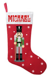 Nutcracker Christmas Stocking - Personalized and Hand Made Nutcracker Stocking in Green, Red or White