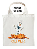 Olaf Trick or Treat Bag, Personalized Olaf Halloween Bag, Custom Olaf Halloween Bag