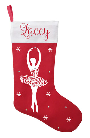 Ballerina Christmas Stocking, Personalized Ballerina Stocking, Dancer Christmas Stocking, Dancer Stocking, Ballerina Christmas Gift