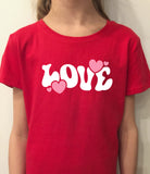 Retro Love T-Shirt, Retro Love T-Shirt for Girls, Valentines Day Retro Shirt for Girls, Girls Retro Valentines Day Shirt, Valentines Day Shirt for Girls