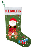Santa Claus Christmas Stocking - Personalized Santa Stocking with his Reindeer