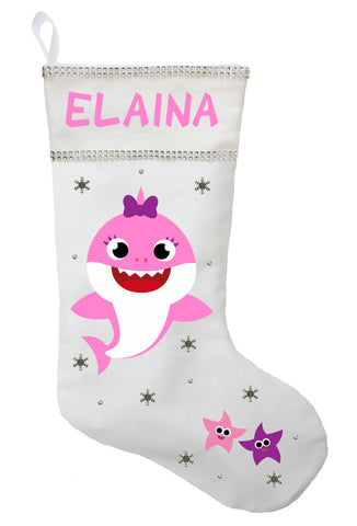 Sister Shark Christmas Stocking, Sister Shark Stocking, Personalized Sister Shark Stocking, Custom Sister Shark Christmas Stocking