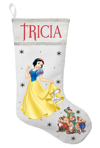 Snow White Christmas Stocking, Personalized and Hand Made Snow White Christmas Stocking
