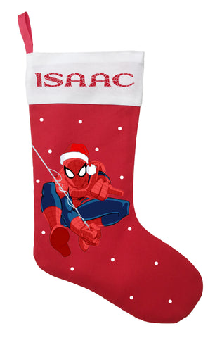 Spiderman Christmas Stocking - Personalized and Hand Made Spiderman Christmas Stocking
