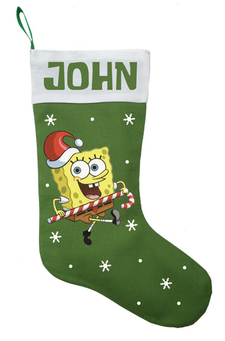 Spongebob Christmas Stocking, Personalized Spongebob Christmas Stocking, Spongebob Christmas Gift