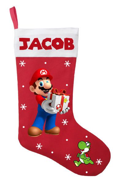 Super Mario Christmas Stocking, Custom Super Mario Stocking, Super Mar ...