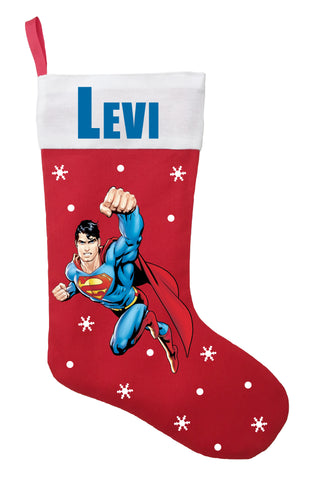 Superman Christmas Stocking - Personalized and Hand Made Superman Christmas Stocking