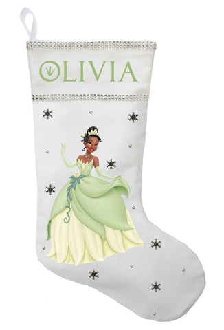 Princess Tiana Christmas Stocking - Personalized and Hand Made Princess Tiana Christmas Stocking