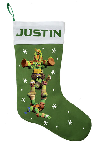 Ninja Turtle Christmas Stocking Fully Lined Size of the Stocking 8 X 18  Name is Free 