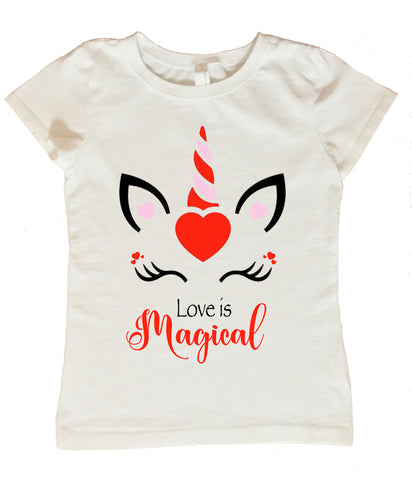 Unicorn Valentines Day Shirt, Valentines Day Shirt for Girls, Love is Magical Valentines Day Shirt, Valentines Day Shirt with Unicorn