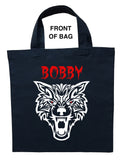 Werewolf Trick or Treat Bag, Personalized Werewolf Halloween Bag, Werewolf Loot Bag
