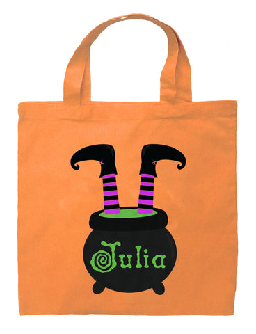 Witch Trick or Treat Bag - Personalized Witch Legs and Hat Halloween Bag