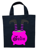 Witch Trick or Treat Bag - Personalized Witch Legs and Hat Halloween Bag