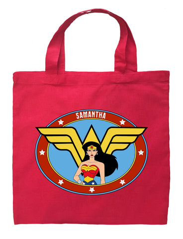 Wonder Woman Trick or Treat Bag - Personalized Wonder Woman Halloween Bag